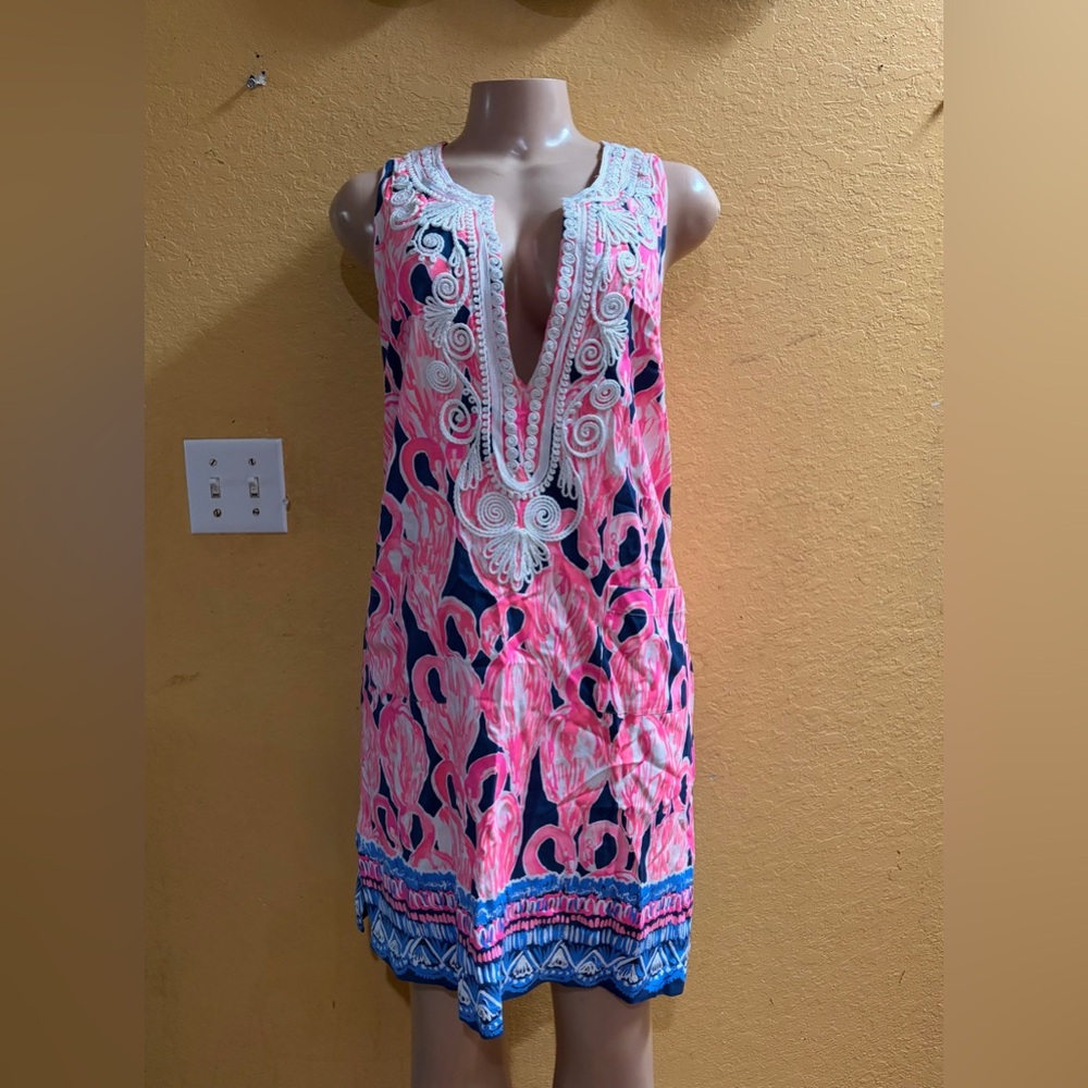 Elegant Pink and Blue Swim Cover-Up - Picture 2 of 8